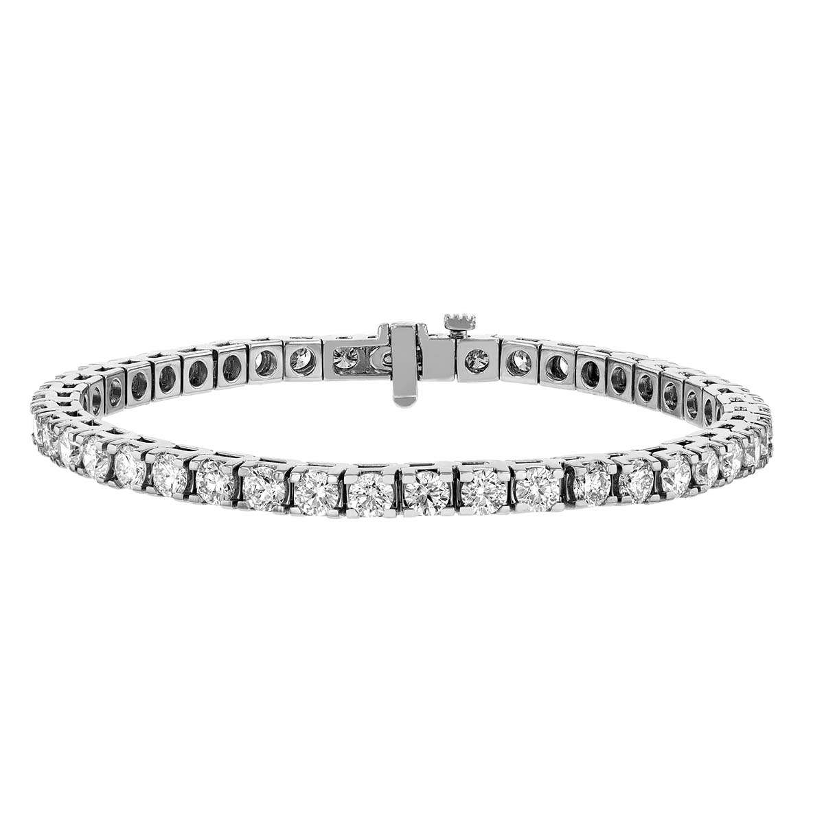 Diamond 4 Prong Tennis Bracelet in White Gold, 7.00 aptw